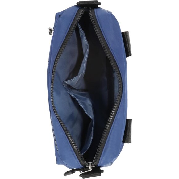 Women's Navy Blue Nylon Bean Crossbody Belt Bag Adjustable Shoulder Strap Zipper - Picture 3 of 5